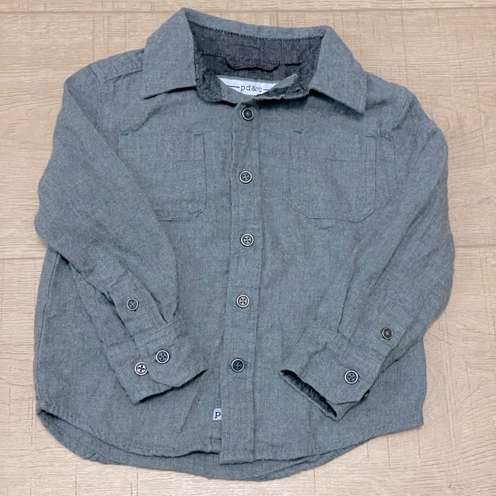 Boys pd&c button up shirt grey size 3t